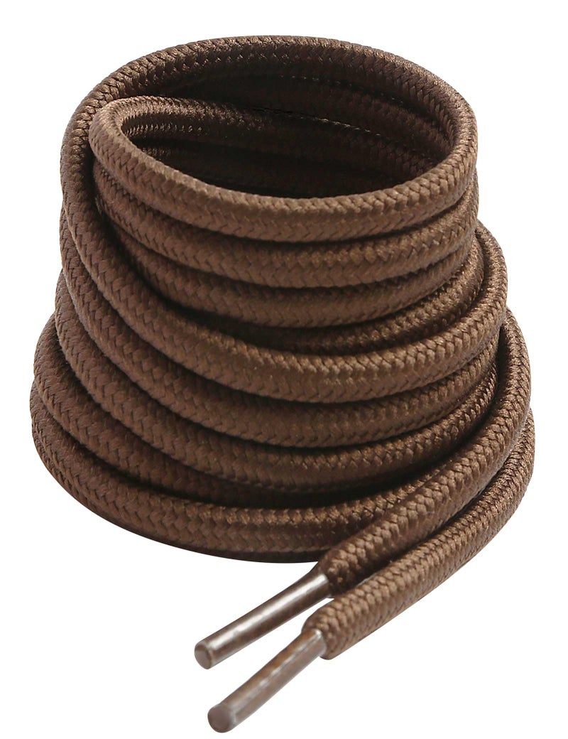 VSUDO 59 Inches Round Brown Boot Laces, 5/32" Diameter Shoe Laces for Boots, Heavy Duty Work Shoestrings, Hiking Shoelaces for Men or Women (2Pairs-Brown-150CM) - Image 1